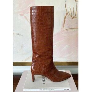 NEW Emerson Fry LOU WALKING BOOT COGNAC CROC BROWN LEATHER